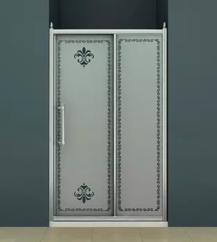 Душевая дверь раздвижная Cezares Retro 110 см матовое с прозрачным узором RETRO-BF-1-110-PP-Cr