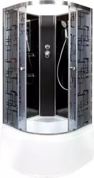 Душевая кабина 100x100x208 см Deto BM4510NBLACK матовое с прозрачным узором