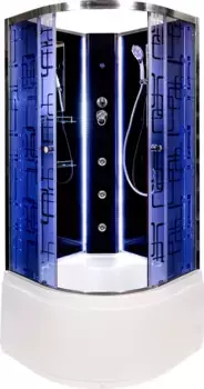 Душевая кабина 100x100x208 см Deto BM4510NLED+GMBLACK матовое с прозрачным узором