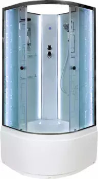 Душевая кабина 100x100x208 см Deto EM4510NLED матовое с прозрачным узором