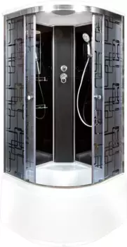 Душевая кабина 100x100x220 см Deto BM4510BLACK матовое с прозрачным узором