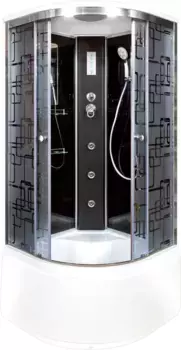 Душевая кабина 100x100x220 см Deto BM4510GM+ELBLACK матовое с прозрачным узором