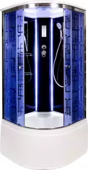 Душевая кабина 100x100x220 см Deto BM4510LEDBLACK матовое с прозрачным узором
