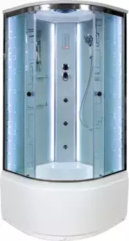 Душевая кабина 100x100x220 см Deto EM4510LED+GM матовое с прозрачным узором