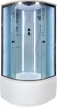 Душевая кабина 100x100x220 см Deto EM4510LED матовое с прозрачным узором