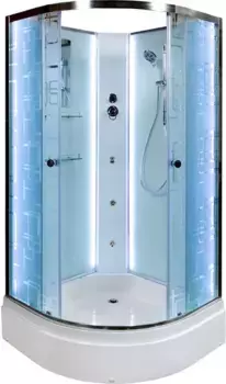 Душевая кабина 80x80x208 см Deto EM2780NLED+GM матовое с прозрачным узором