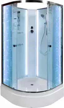 Душевая кабина 80x80x208 см Deto EM2780NLED матовое с прозрачным узором