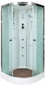 Душевая кабина 80x80x220 см Deto EM1580GM+EL матовое с прозрачным узором