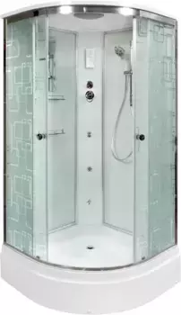 Душевая кабина 80x80x220 см Deto EM2780GM+EL матовое с прозрачным узором