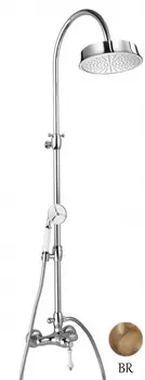 Душевая колонна со смесителем, верхним и ручным душем бронза, ручка белая Cezares Margot MARGOT-CD-02-Bi