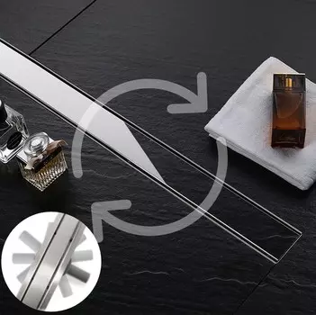 Душевой канал (лоток) Rea Neo&Pure Pro REA-G0988 50 см, с решеткой, 2 в 1 под плитку, матовый хром