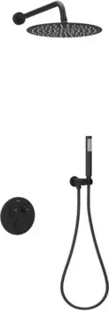 Душевой комплект Sancos Link SC3005MB 300 мм, с термостатом, черный матовый
