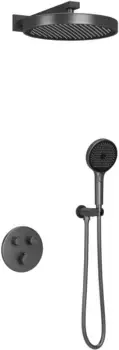 Душевой комплект Sancos Space SC3006GMG 320 мм, с термостатом, вороненая сталь матовая
