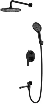 Душевой комплект Splenka S222.27.06 250 мм, со смесителем, черный матовый