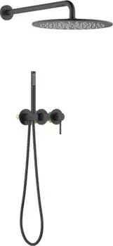 Душевой комплект Timo Saona SX-2349/03SM 300 мм, со смесителем, черный матовый