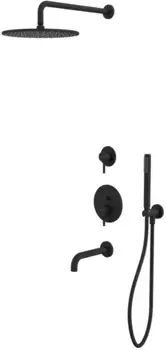Душевой комплект Whitecross Y YSET07BL 300 мм, со смесителем, черный матовый