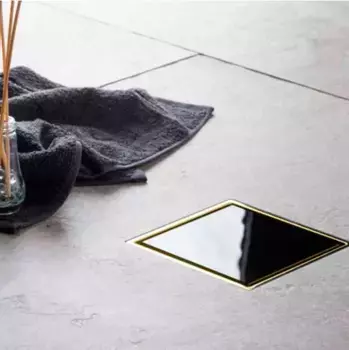 Душевой трап 144x144/50 мм золотой/черный глянец Pestan Confluo Standard Black Glass Gold 1 13000152