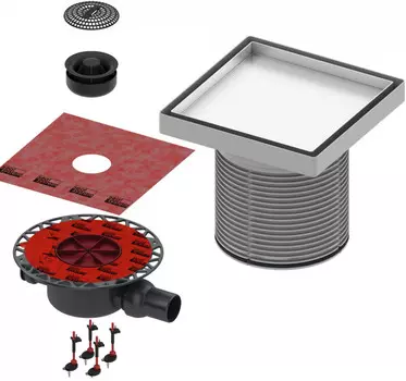 Душевой трап 150x150/50 мм под плитку хром Tece TECEdrainpoint S plate KDP-N50