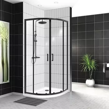 Душевой уголок 100x100 см BelBagno UNO-195-R-2-100-C-NERO прозрачное