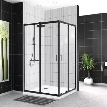 Душевой уголок 100x80 см BelBagno UNO-195-AH-2-100/80-C-NERO прозрачное