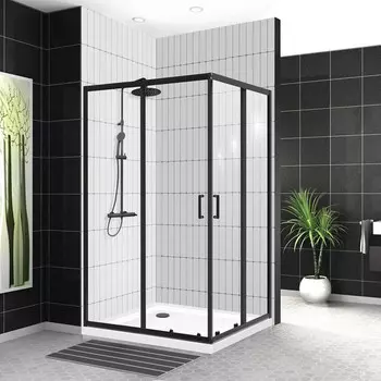 Душевой уголок 120x100 см BelBagno UNO-195-AH-2-120/100-C-NERO прозрачное