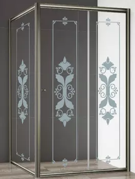 Душевой уголок 121x91 см Cezares GIUBILEO-AH-1-120/90-SCORREVOLE-CP-Br прозрачное c матовым узором