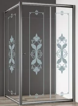 Душевой уголок 121х91 см Cezares GIUBILEO-AH-1-120/90-SCORREVOLE-CP-Cr прозрачное c матовым узором