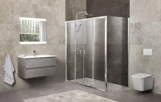 Душевой уголок 150-180x80 см BelBagno UNIQUE-AH-21-150/180-80-P-Cr текстурное стекло