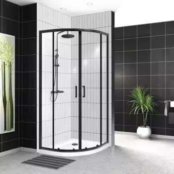 Душевой уголок 89,5x89,5 см BelBagno UNO-195-R-2-90-C-NERO прозрачное