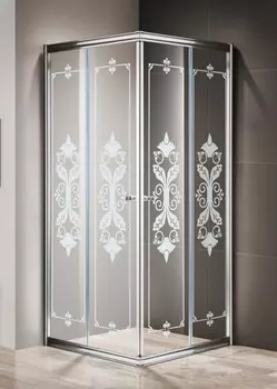 Душевой уголок 90х90 см Cezares GIUBILEO-A-2-90-SCORREVOLE-CP-Cr прозрачное c матовым узором
