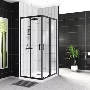 Душевой уголок 90x90 см BelBagno UNO-195-A-2-90-C-NERO прозрачное