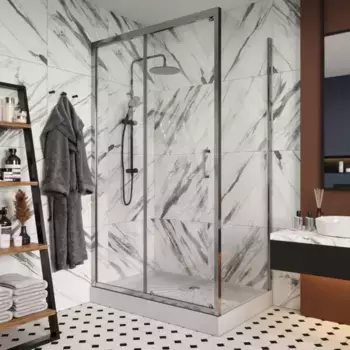 Душевой уголок Ceruttispa Gloria 120 117x79 см, профиль хром, стекло прозрачное