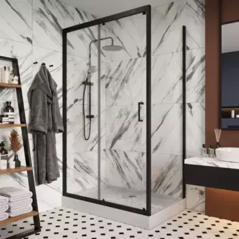 Душевой уголок Ceruttispa Gloria 120B 117x79 см, профиль черный матовый, стекло прозрачное