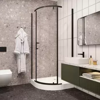 Душевой уголок Ceruttispa Korra Z90B 87x87 см, профиль черный матовый, стекло прозрачное