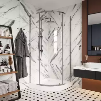 Душевой уголок Ceruttispa Korra Z90T 87x87 см, профиль хром, стекло прозрачное