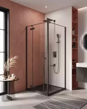 Душевой уголок Cezares Liner LINER-A-1-90-C-NERO-L 90x90 см L, профиль черный матовый, стекло прозрачное