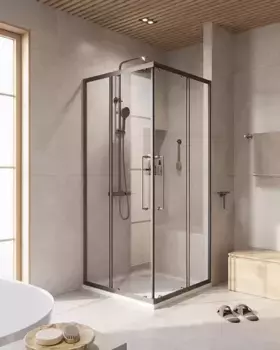 Душевой уголок Cezares Relax RELAX-304-A-2-80-C-GM 80x80 см, профиль оружейная сталь матовый, стекло прозрачное