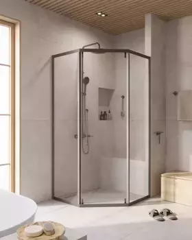 Душевой уголок Cezares Relax RELAX-304-P-1-100-C-GM 100x100 см, профиль оружейная сталь матовый, стекло прозрачное