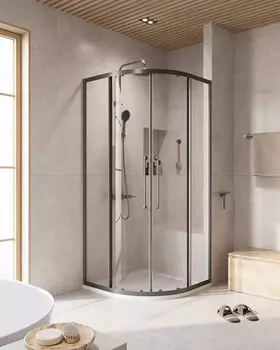 Душевой уголок Cezares Relax RELAX-304-R-2-100-C-GM 100x100 см, профиль оружейная сталь матовый, стекло прозрачное