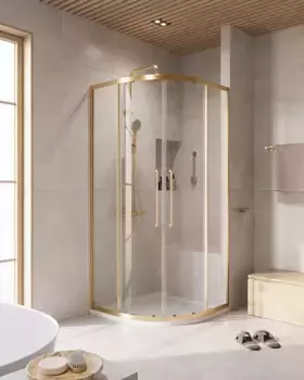 Душевой уголок Cezares Relax RELAX-304-R-2-90-C-BORO 90x90 см, профиль золотой матовый, стекло прозрачное