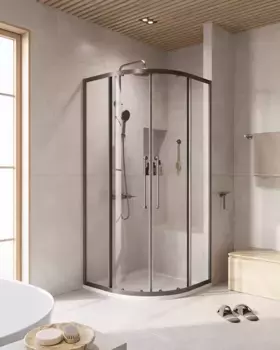Душевой уголок Cezares Relax RELAX-304-R-2-90-C-GM 90x90 см, профиль оружейная сталь матовый, стекло прозрачное