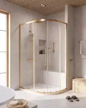 Душевой уголок Cezares Relax RELAX-304-RH-2-120/90-C-BORO 120x90 см, профиль золотой матовый, стекло прозрачное