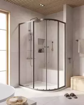 Душевой уголок Cezares Relax RELAX-304-RH-2-120/90-C-GM 120x90 см, профиль оружейная сталь матовый, стекло прозрачное