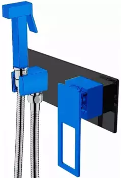 Гигиенический душ Boheme Q 147-BUW со смесителем, черный матовый/синий
