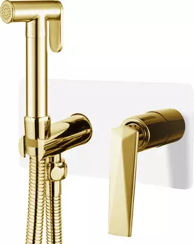 Гигиенический душ Boheme Venturo 387-W со смесителем, белый глянец/золотой