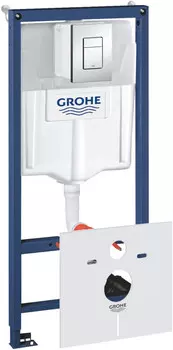 Инсталляция для унитаза Grohe Rapid SL 38775001 с кнопкой смыва, хром