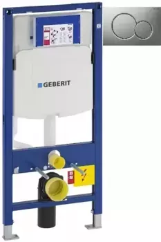 Инсталляция для унитаза Geberit Duofix Sigma 01 111.300.00.5 + 111.815.00.1 + 115.770.46.5 с кнопкой смыва, матовый хром