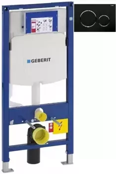 Инсталляция для унитаза Geberit Duofix Sigma 20 111.300.00.5 + 111.815.00.1 + 115.882.KM.1 с кнопкой смыва, черный/хром/черный