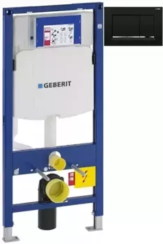 Инсталляция для унитаза Geberit Duofix Sigma 30 111.300.00.5 + 111.815.00.1 + 115.883.KM.1 с кнопкой смыва, черный глянец/хром/черный глянец