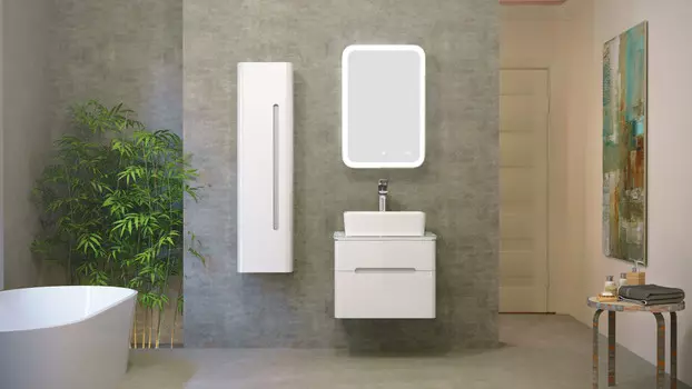 Комплект мебели белый 60 см Jorno Bosko Bos.01.60/P/W + Y18293 + Bos.03.50/W